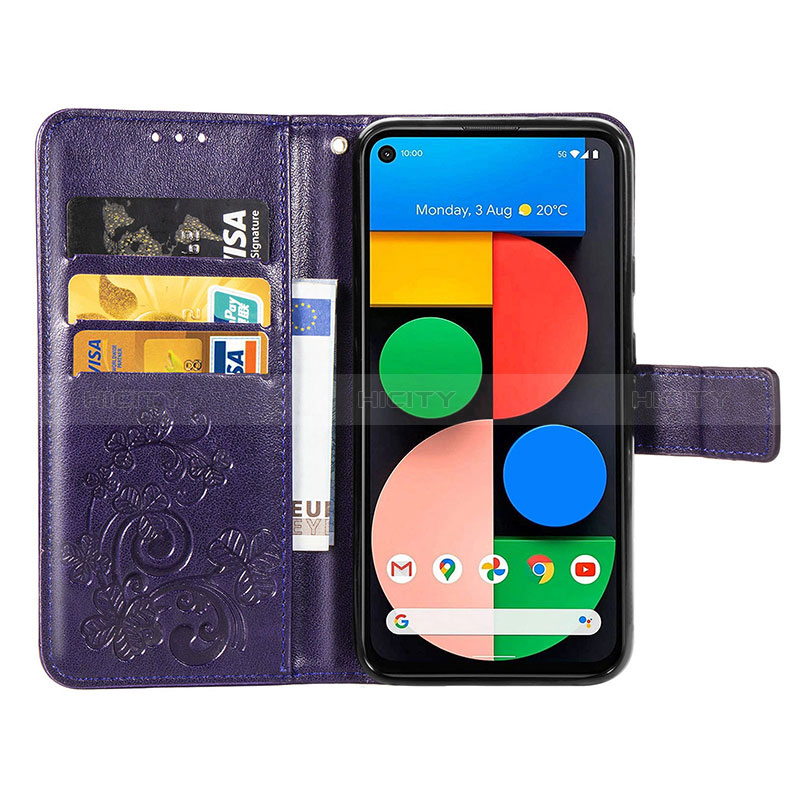 Funda de Cuero Cartera con Soporte Flores Carcasa S03D para Google Pixel 5 XL 5G