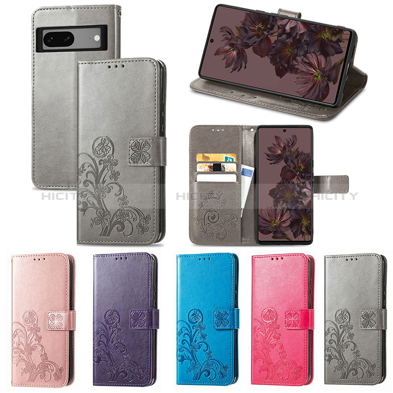 Funda de Cuero Cartera con Soporte Flores Carcasa S03D para Google Pixel 7 5G