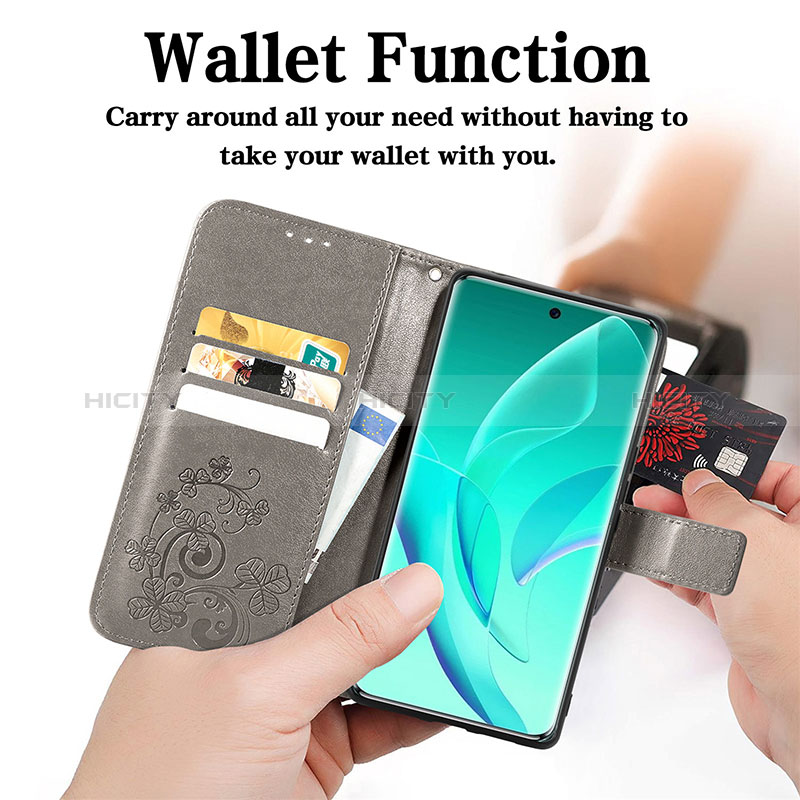 Funda de Cuero Cartera con Soporte Flores Carcasa S03D para Huawei Honor 60 Pro 5G