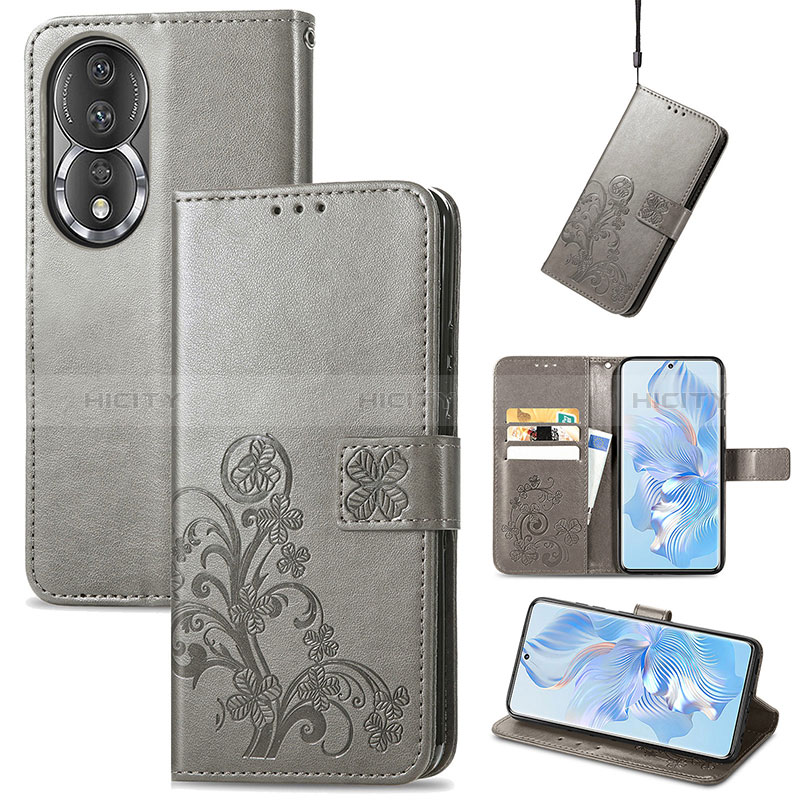 Funda de Cuero Cartera con Soporte Flores Carcasa S03D para Huawei Honor 80 5G