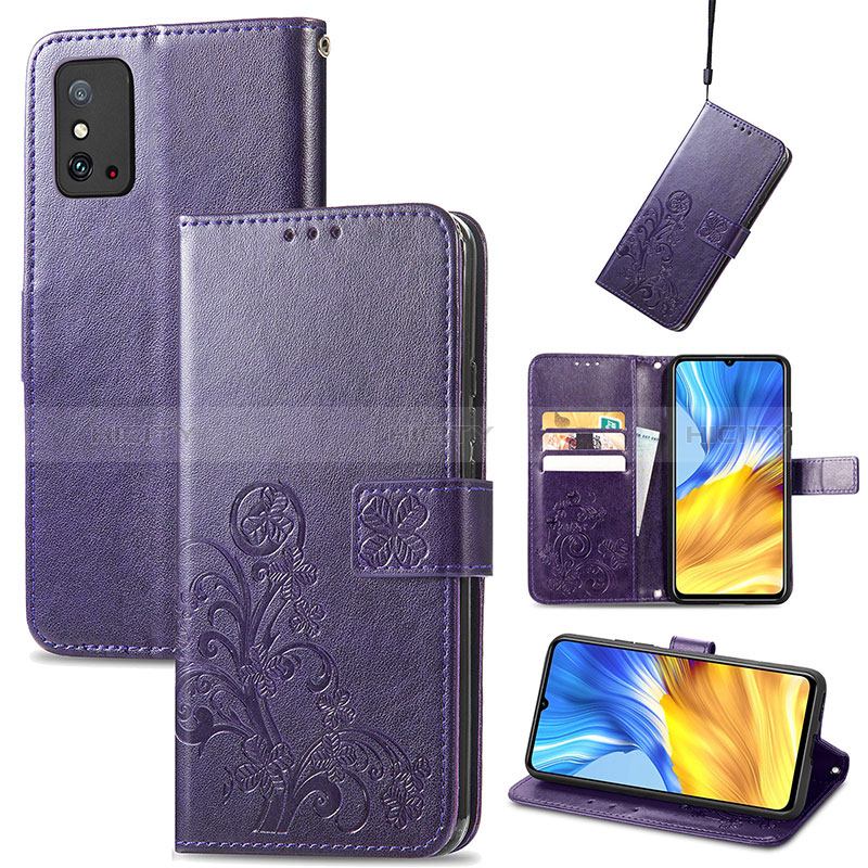 Funda de Cuero Cartera con Soporte Flores Carcasa S03D para Huawei Honor X10 Max 5G