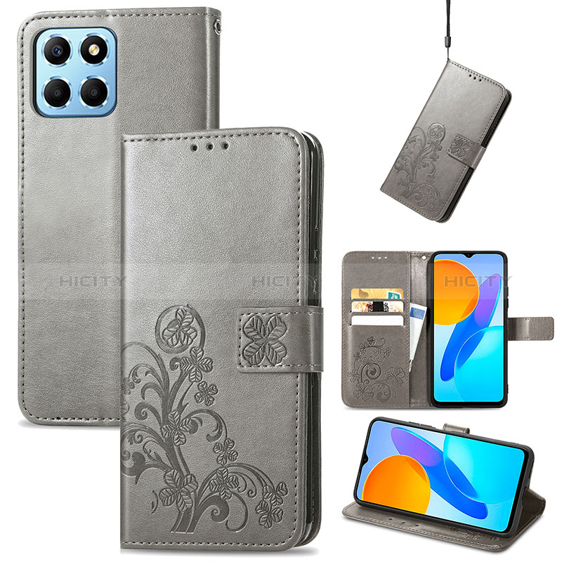 Funda de Cuero Cartera con Soporte Flores Carcasa S03D para Huawei Honor X6 5G