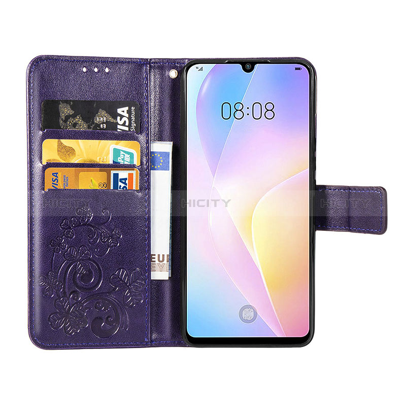 Funda de Cuero Cartera con Soporte Flores Carcasa S03D para Huawei Nova 8 SE 4G