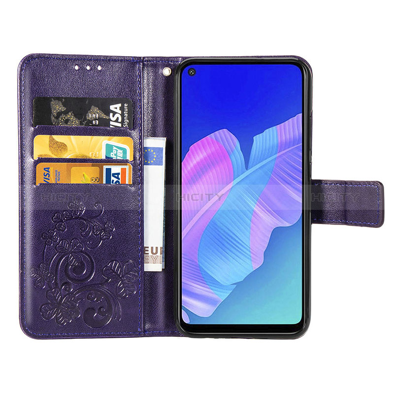 Funda de Cuero Cartera con Soporte Flores Carcasa S03D para Huawei Y7p