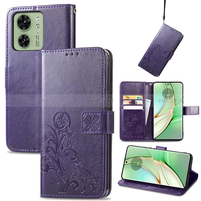 Funda de Cuero Cartera con Soporte Flores Carcasa S03D para Motorola Moto Edge (2023) 5G