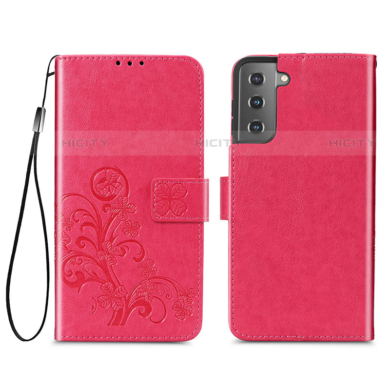 Funda de Cuero Cartera con Soporte Flores Carcasa S03D para Samsung Galaxy S21 Plus 5G