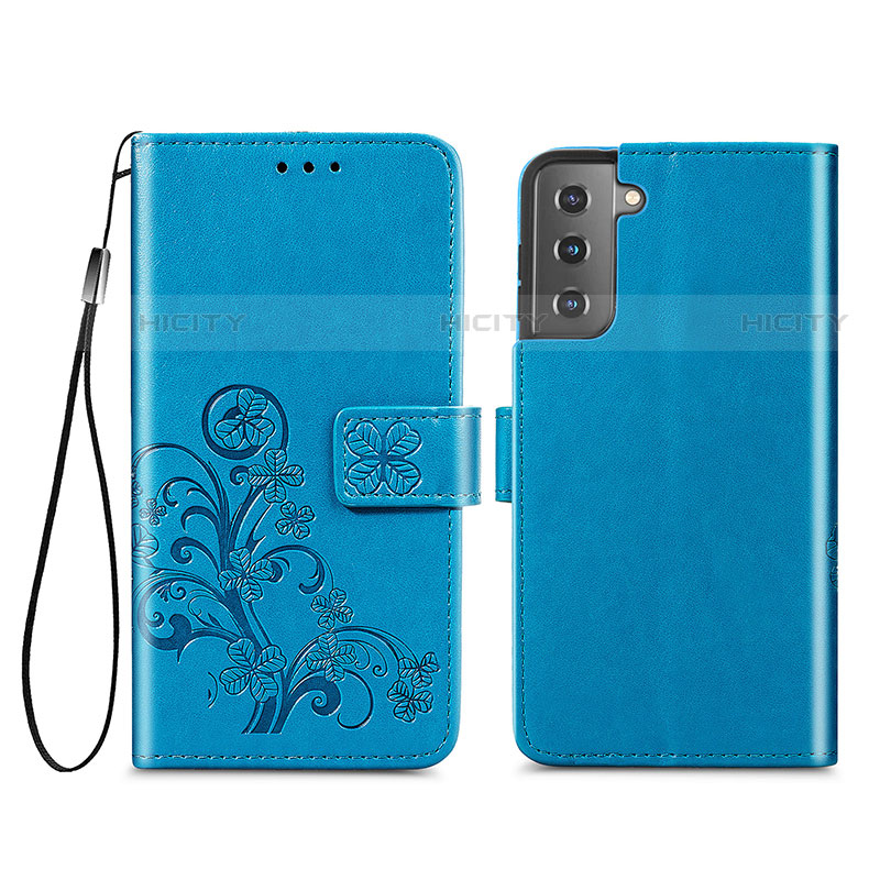 Funda de Cuero Cartera con Soporte Flores Carcasa S03D para Samsung Galaxy S21 Plus 5G