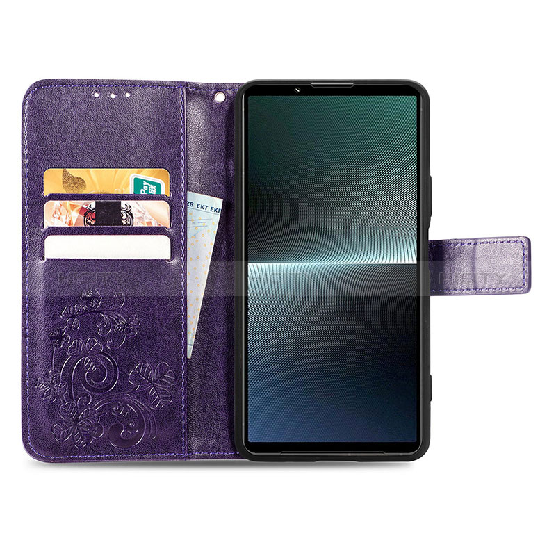 Funda de Cuero Cartera con Soporte Flores Carcasa S03D para Sony Xperia 1 V