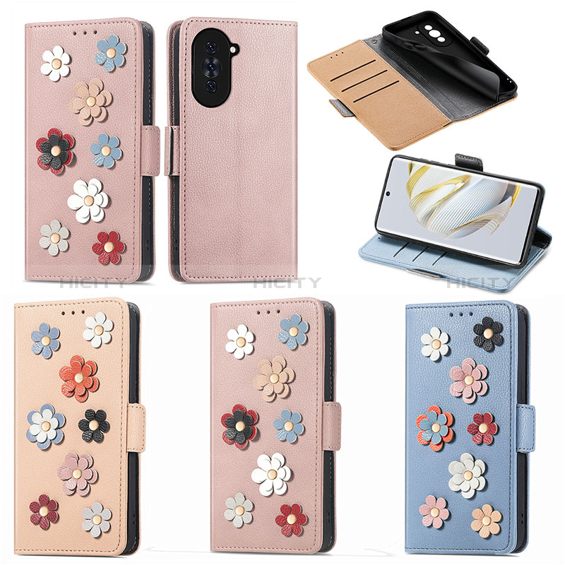 Funda de Cuero Cartera con Soporte Flores Carcasa S04D para Huawei Nova 10