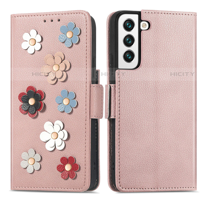 Funda de Cuero Cartera con Soporte Flores Carcasa S04D para Samsung Galaxy S21 5G