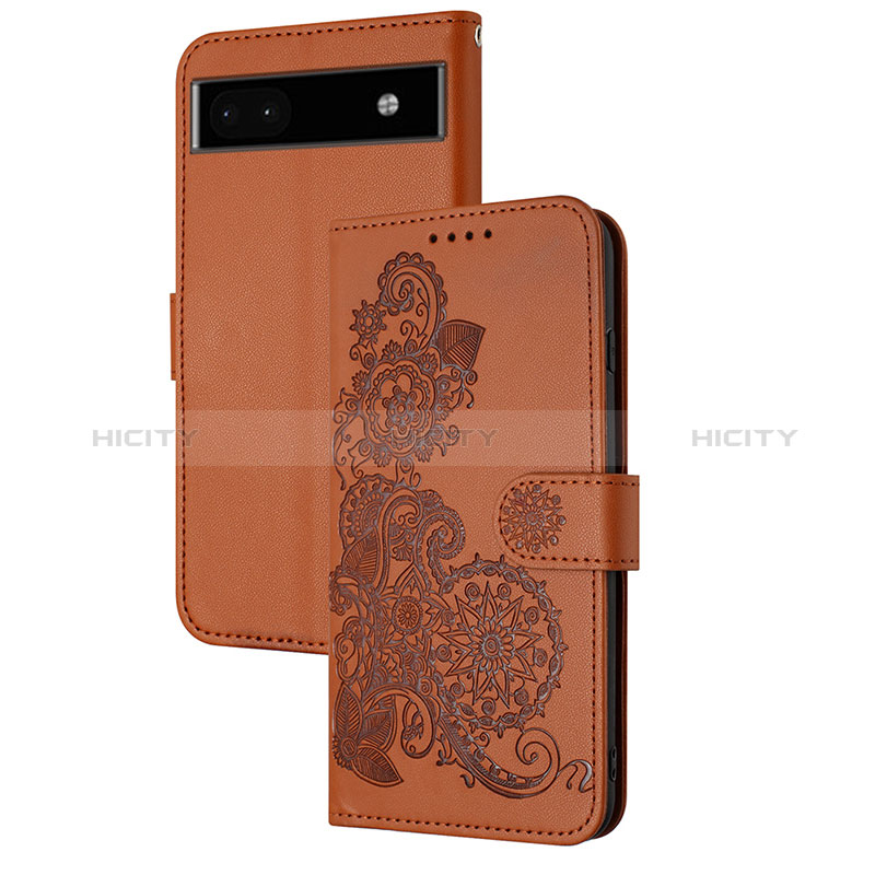 Funda de Cuero Cartera con Soporte Flores Carcasa Y01X para Google Pixel 6a 5G Marron