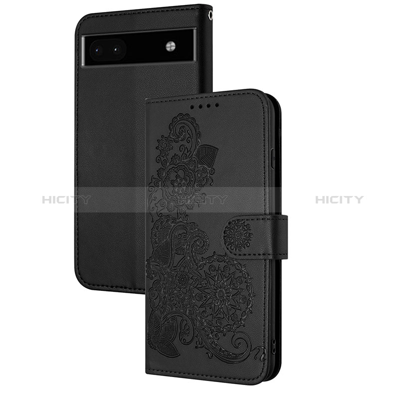 Funda de Cuero Cartera con Soporte Flores Carcasa Y01X para Google Pixel 6a 5G Negro