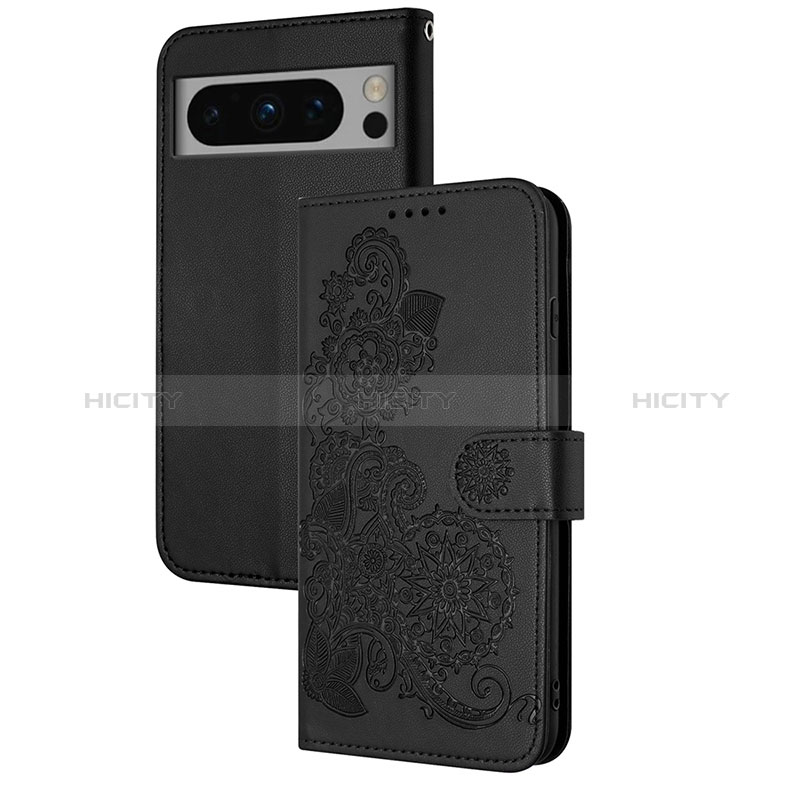 Funda de Cuero Cartera con Soporte Flores Carcasa Y01X para Google Pixel 8 5G Negro