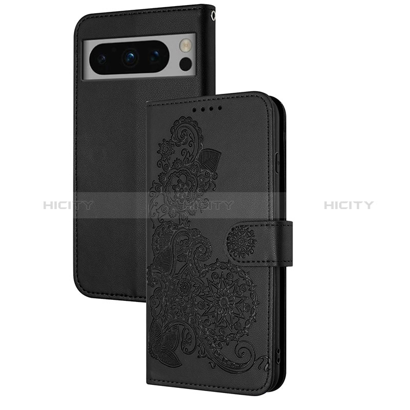 Funda de Cuero Cartera con Soporte Flores Carcasa Y01X para Google Pixel 8 Pro 5G Negro