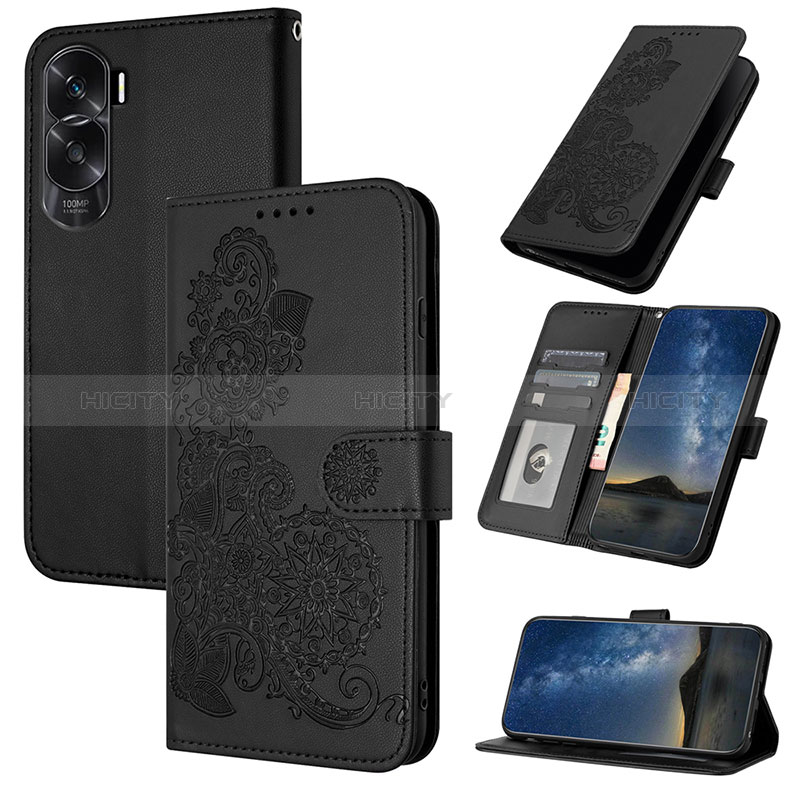 Funda de Cuero Cartera con Soporte Flores Carcasa Y01X para Huawei Honor 90 Lite 5G