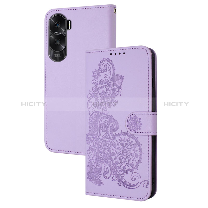 Funda de Cuero Cartera con Soporte Flores Carcasa Y01X para Huawei Honor 90 Lite 5G