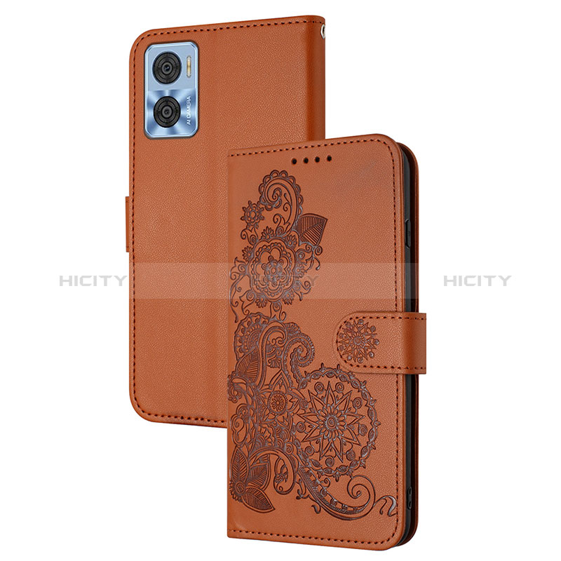 Funda de Cuero Cartera con Soporte Flores Carcasa Y01X para Motorola Moto E22