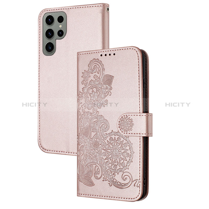 Funda de Cuero Cartera con Soporte Flores Carcasa Y01X para Samsung Galaxy S22 Ultra 5G