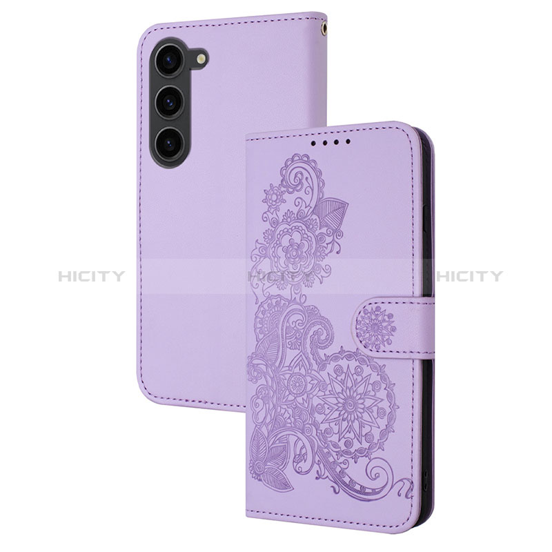 Funda de Cuero Cartera con Soporte Flores Carcasa Y01X para Samsung Galaxy S23 Plus 5G Morado