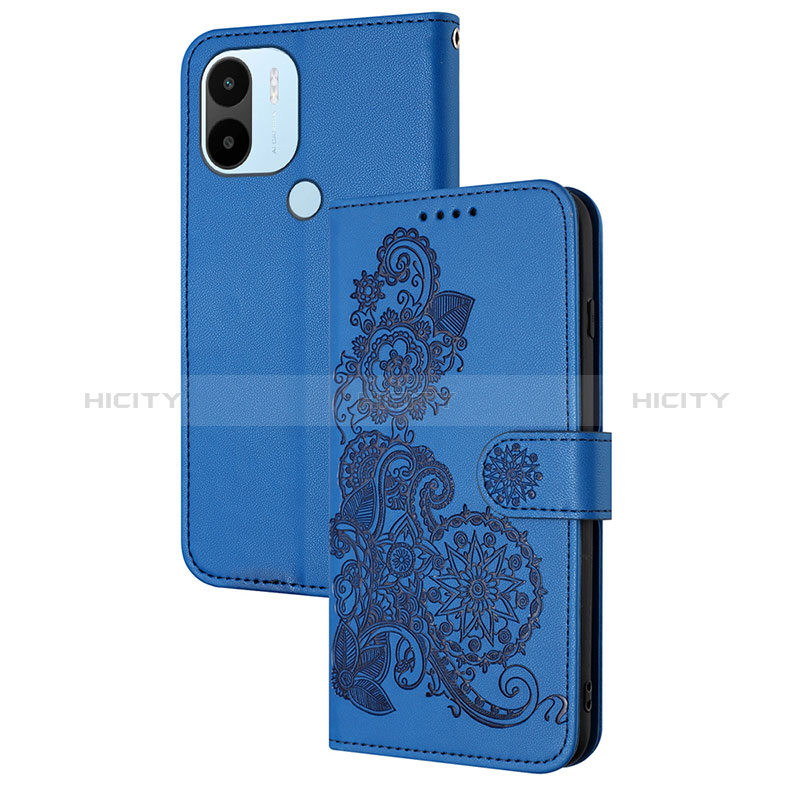 Funda de Cuero Cartera con Soporte Flores Carcasa Y01X para Xiaomi Redmi A1 Plus Azul