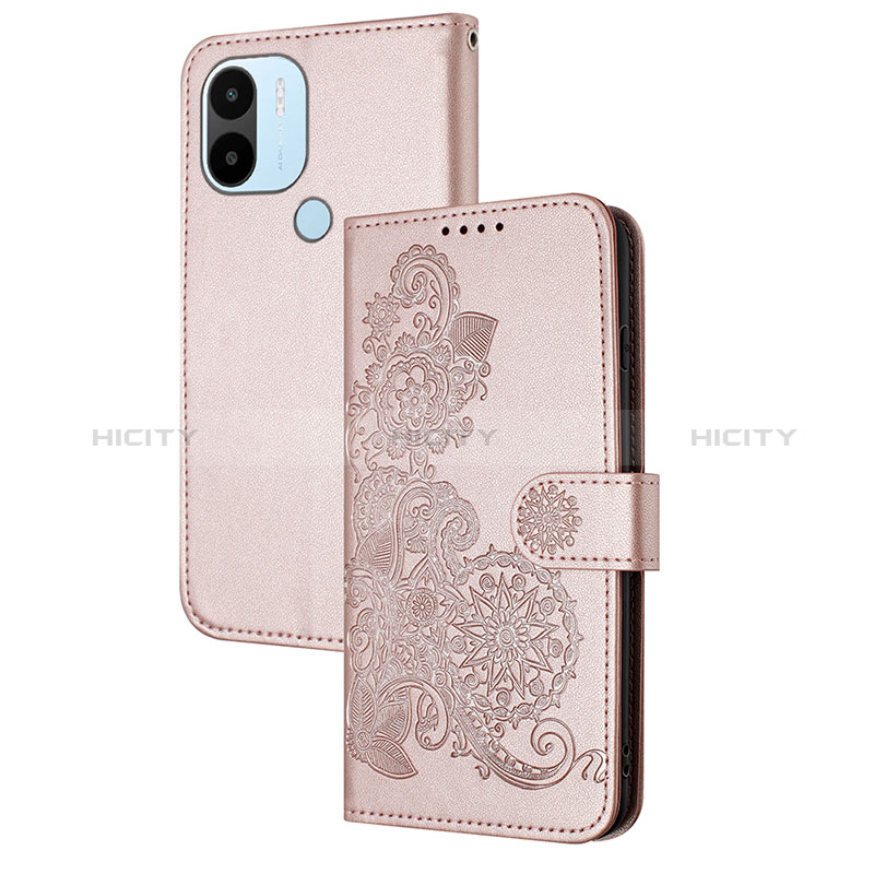 Funda de Cuero Cartera con Soporte Flores Carcasa Y01X para Xiaomi Redmi A1 Plus Oro Rosa