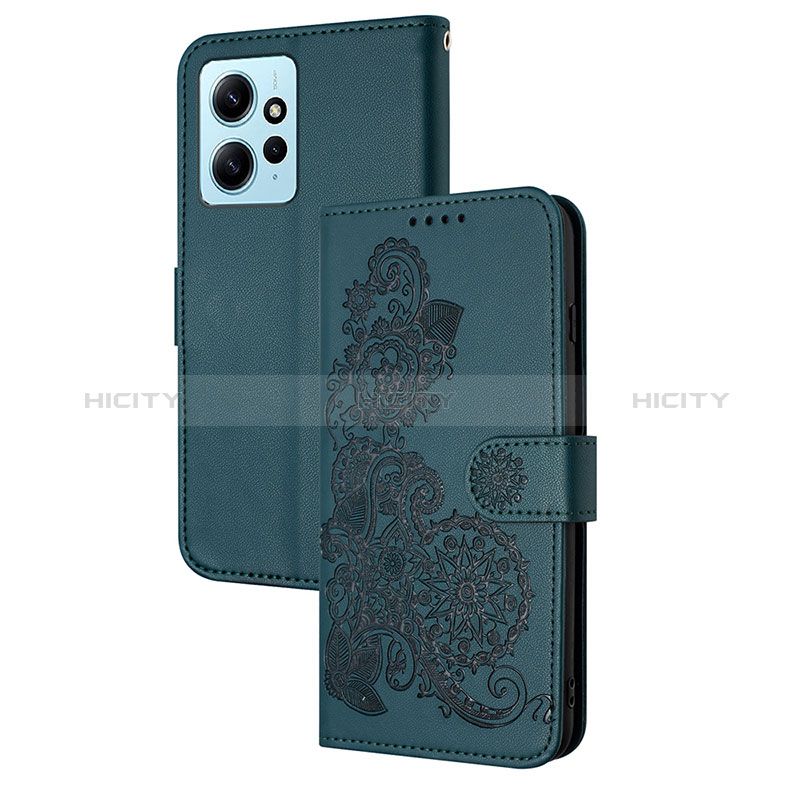 Funda de Cuero Cartera con Soporte Flores Carcasa Y01X para Xiaomi Redmi Note 12 4G Verde