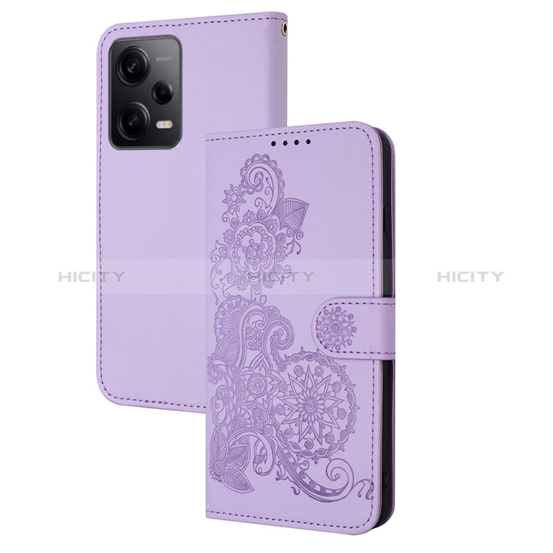 Funda de Cuero Cartera con Soporte Flores Carcasa Y01X para Xiaomi Redmi Note 12 Explorer Morado