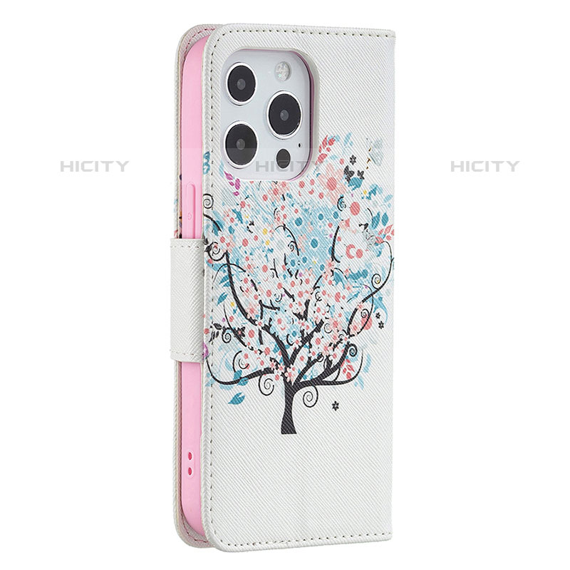 Funda de Cuero Cartera con Soporte Flores Carcasa Z02 para Apple iPhone 15 Pro Max Multicolor