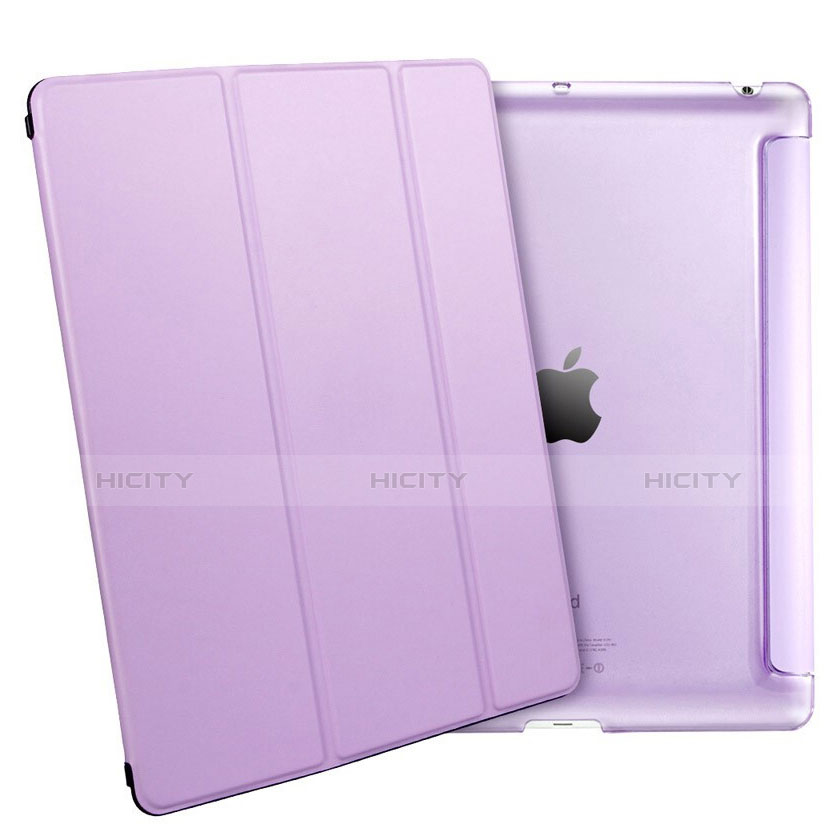 Funda de Cuero Cartera con Soporte L01 para Apple iPad 2 Morado