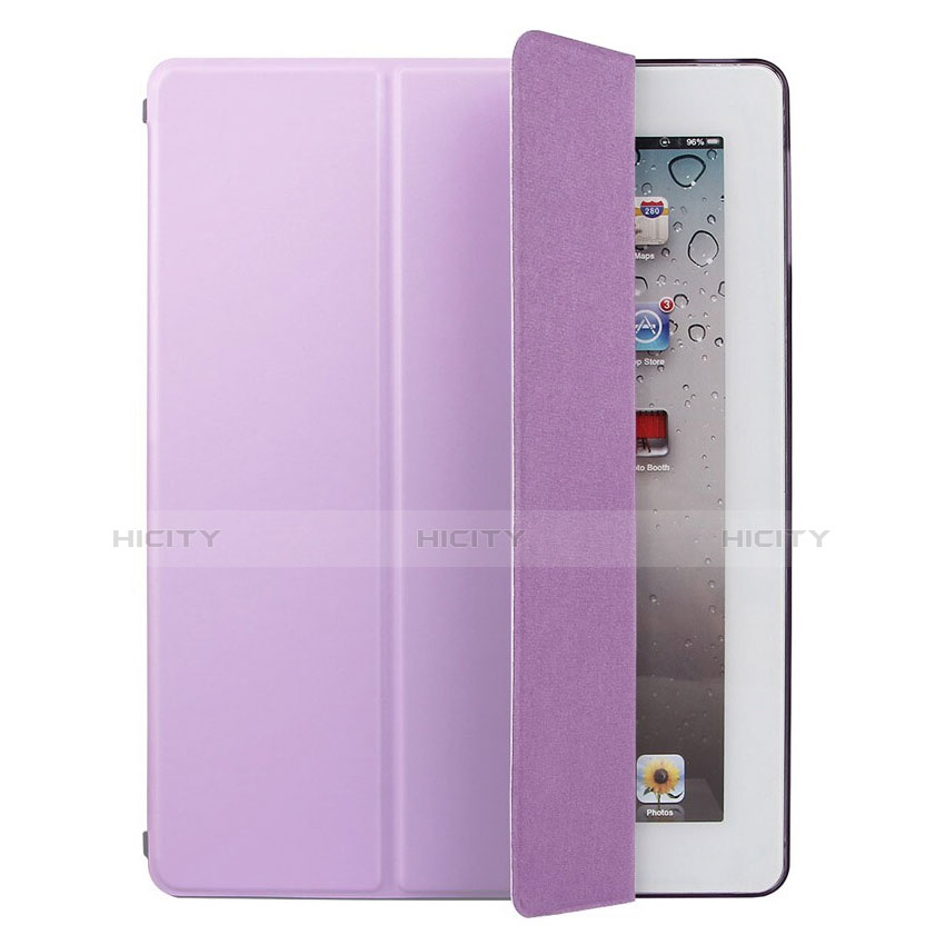 Funda de Cuero Cartera con Soporte L01 para Apple iPad 2 Morado