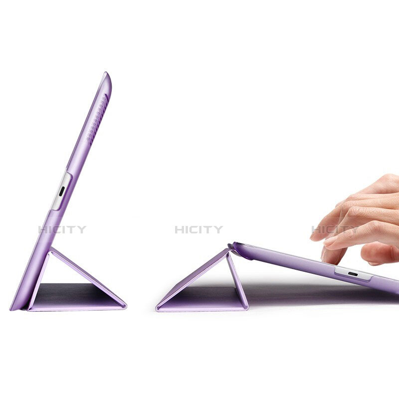 Funda de Cuero Cartera con Soporte L01 para Apple iPad 3 Morado