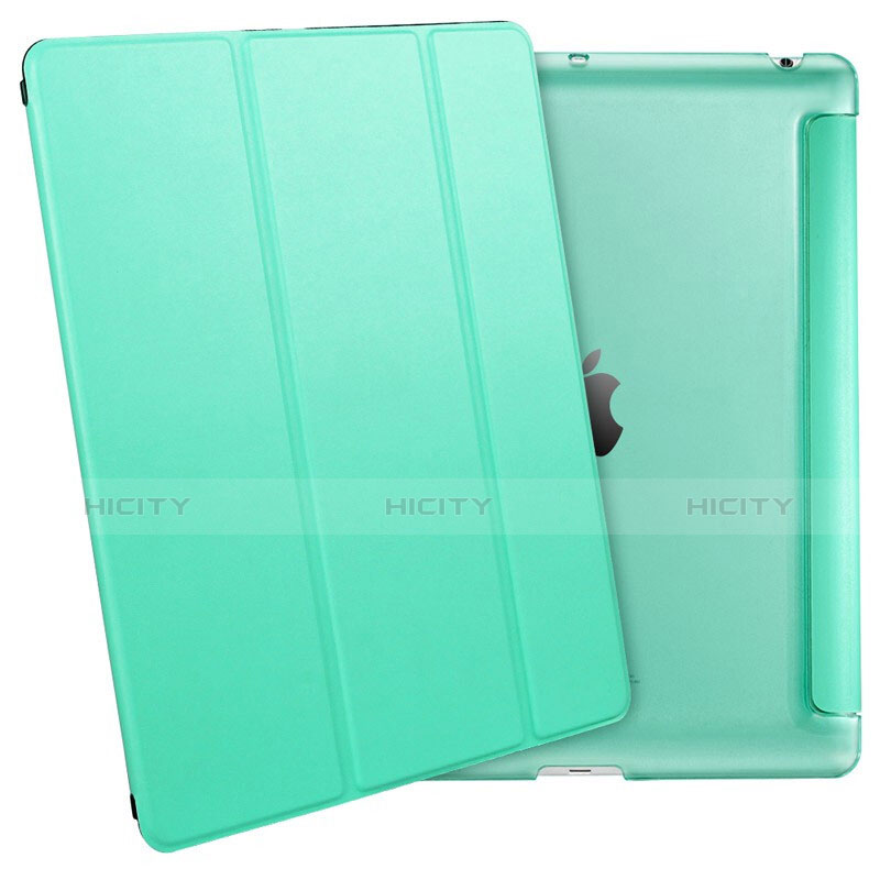 Funda de Cuero Cartera con Soporte L01 para Apple iPad 3 Verde