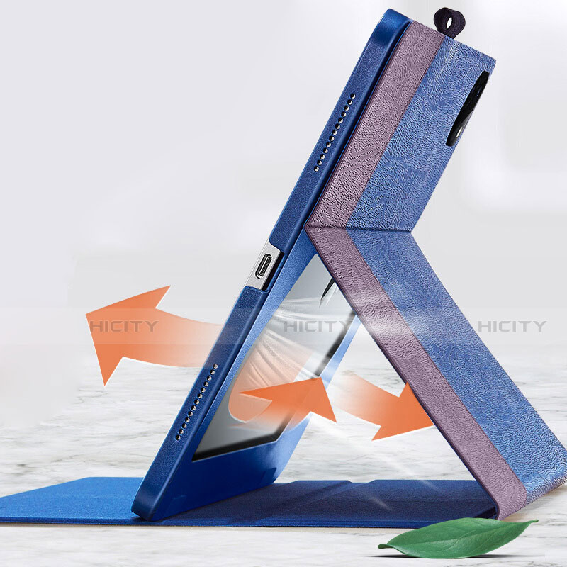 Funda de Cuero Cartera con Soporte L01 para Apple iPad Pro 12.9 (2021) Azul