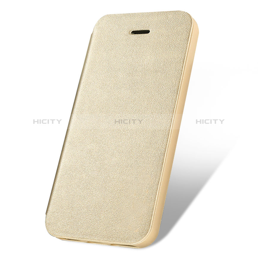 Funda de Cuero Cartera con Soporte L01 para Apple iPhone 5 Oro