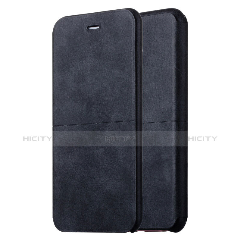 Funda de Cuero Cartera con Soporte L01 para Apple iPhone 6 Plus Negro