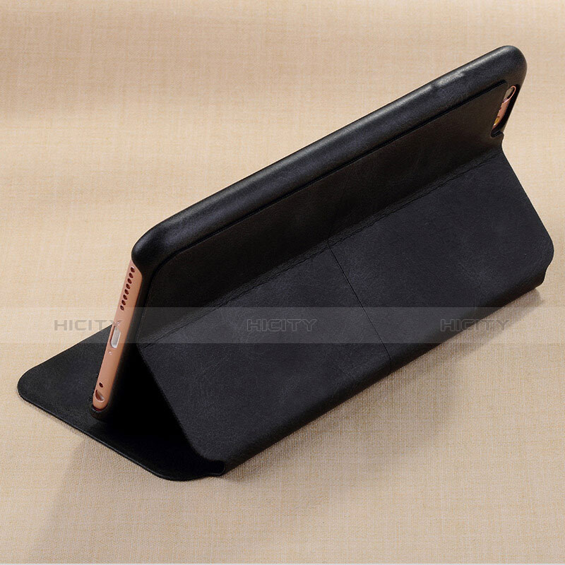 Funda de Cuero Cartera con Soporte L01 para Apple iPhone 6 Plus Negro