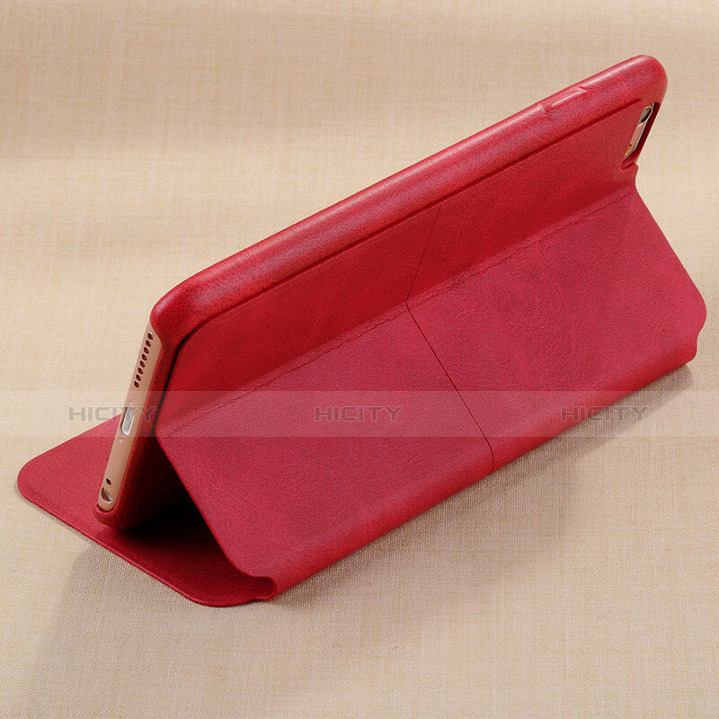 Funda de Cuero Cartera con Soporte L01 para Apple iPhone 6 Plus Rojo