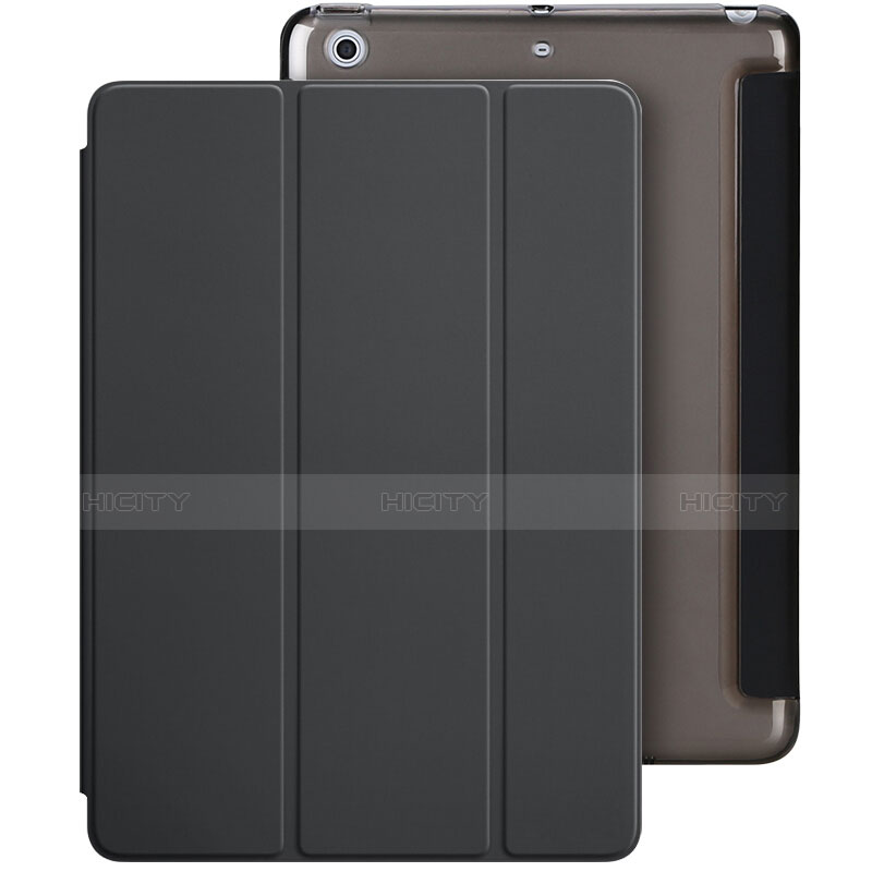 Funda de Cuero Cartera con Soporte L01 para Apple New iPad 9.7 (2017) Negro