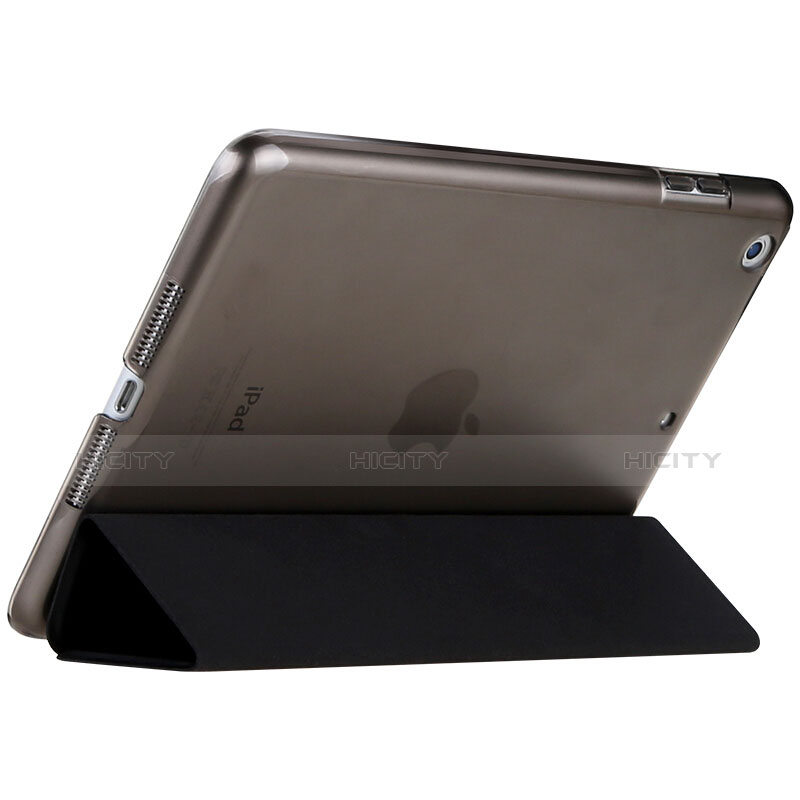 Funda de Cuero Cartera con Soporte L01 para Apple New iPad 9.7 (2017) Negro