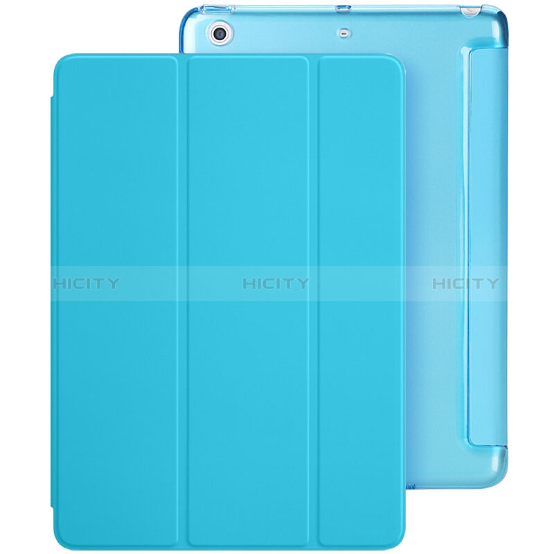 Funda de Cuero Cartera con Soporte L01 para Apple New iPad 9.7 (2018) Azul Cielo