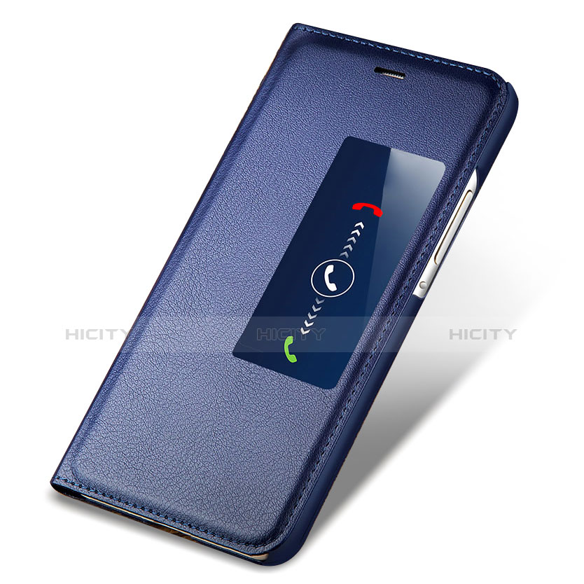 Funda de Cuero Cartera con Soporte L01 para Huawei Ascend P7 Azul