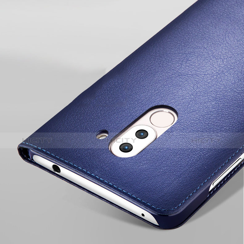 Funda de Cuero Cartera con Soporte L01 para Huawei GR5 (2017) Azul