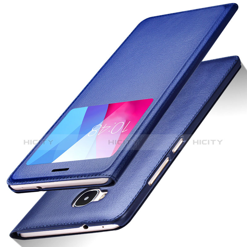 Funda de Cuero Cartera con Soporte L01 para Huawei Honor 5X Azul