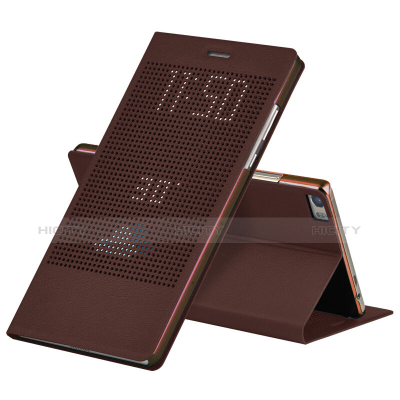 Funda de Cuero Cartera con Soporte L01 para Huawei Honor Note 8 Marron