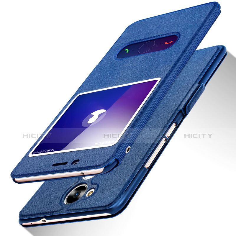 Funda de Cuero Cartera con Soporte L01 para Huawei Honor V9 Play Azul