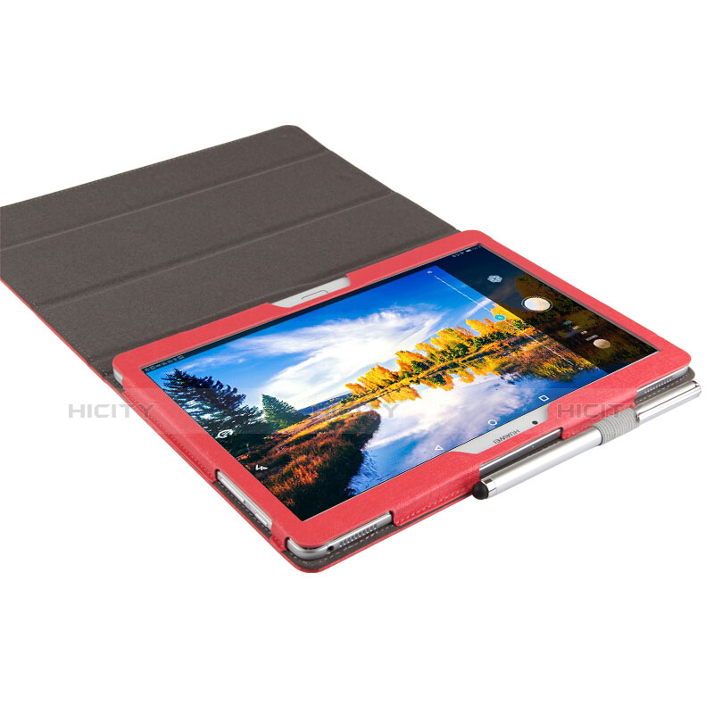 Funda de Cuero Cartera con Soporte L01 para Huawei MediaPad M2 10.0 M2-A01 M2-A01W M2-A01L Rojo