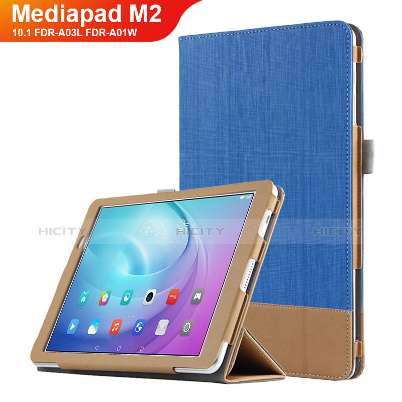 Funda de Cuero Cartera con Soporte L01 para Huawei MediaPad M2 10.1 FDR-A03L FDR-A01W Azul