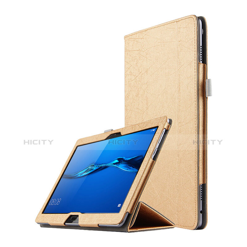 Funda de Cuero Cartera con Soporte L01 para Huawei MediaPad M3 Lite 10.1 BAH-W09 Oro