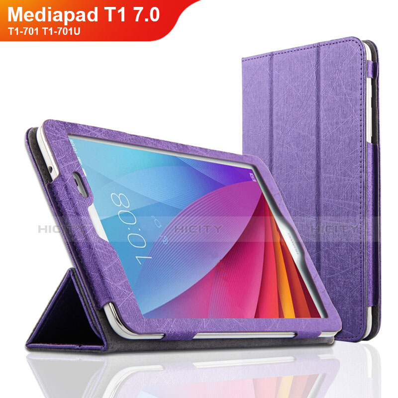 Funda de Cuero Cartera con Soporte L01 para Huawei Mediapad T2 7.0 BGO-DL09 BGO-L03 Morado