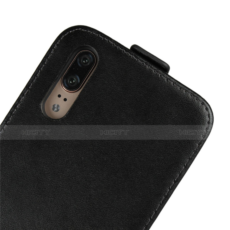 Funda de Cuero Cartera con Soporte L01 para Huawei P20 Negro